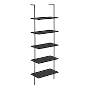 MONARCH SPECIALTIES Bookshelf, Bookcase, Etagere, Ladder, 5 Tier, 72"H, Office, Bedroom, Metal, Laminate, Black I 3683